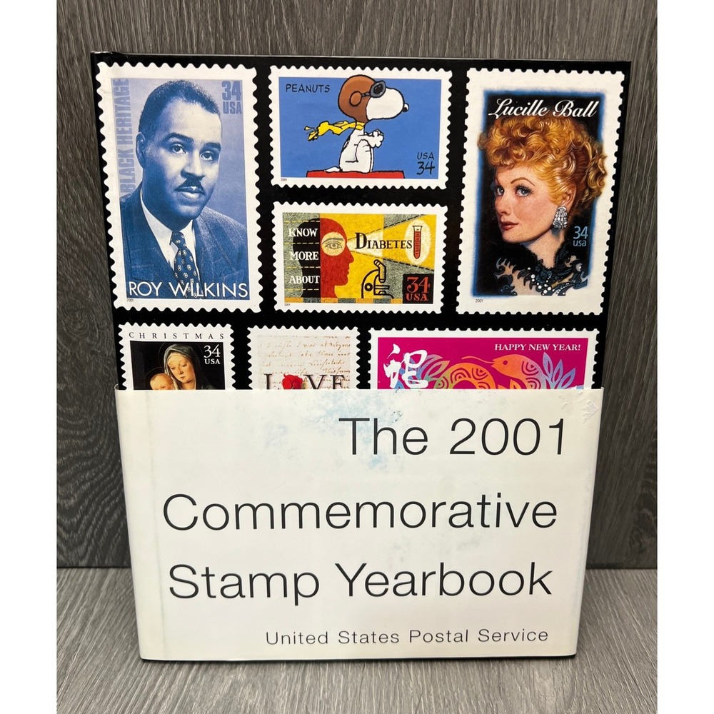 USPS 2001 Commemorative Stamp Yearbook Hardcover Book with Stamps Snoopy Peanuts